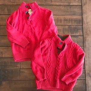 Two 3T Red Winter Sweaters